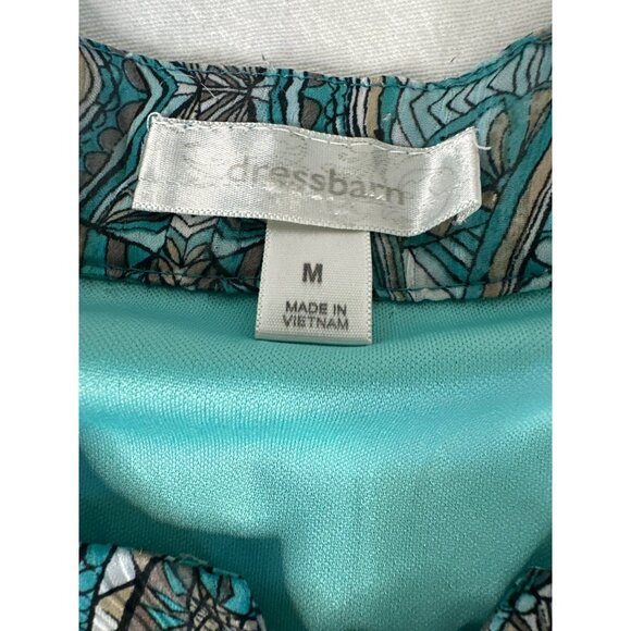 Dressbarn Womens Top Medium Geometric Print Boho Long Sleeve Blouse Wearable Art - Picture 2 of 5